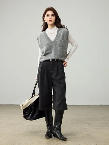 SuyaDream Женские жилеты из мериносовой шерсти оливкового цвета