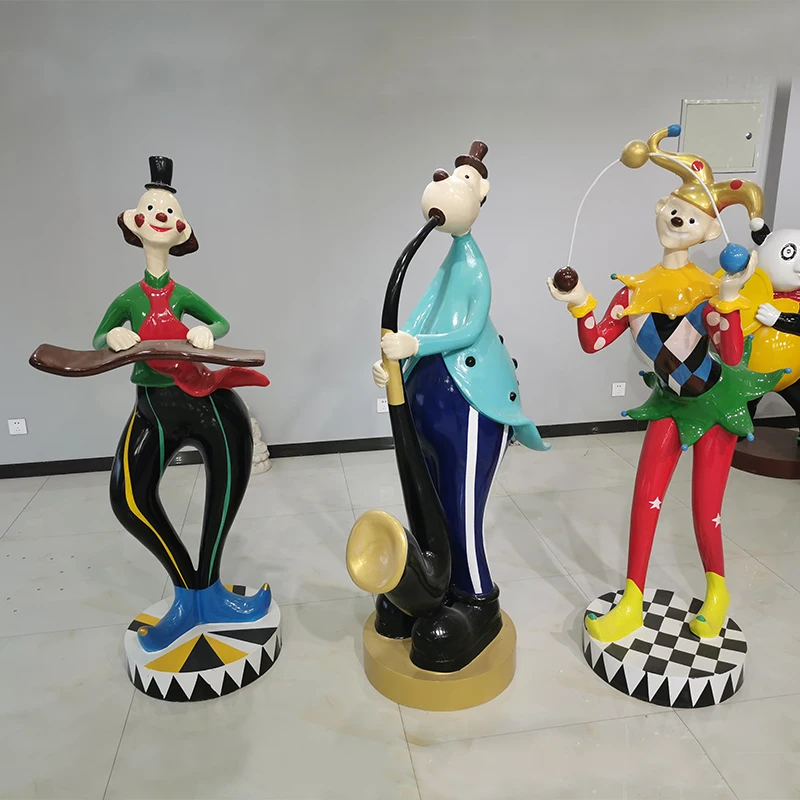 

Hand-Painted Clown with musical instruments Statue Resin Miniature Circus Clown Statuette