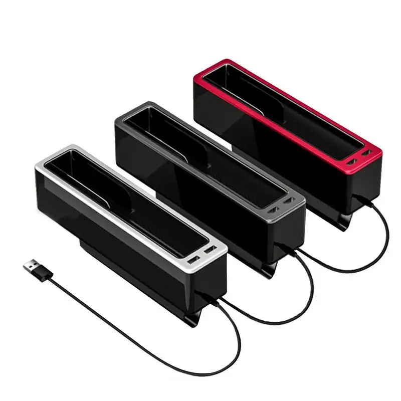 

Автомобильный Органайзер между сиденьями, средний зазор, ящик для хранения, многофункциональный боковой наполнитель с 2 USB-портами, автомобильный аксессуар для интерьера