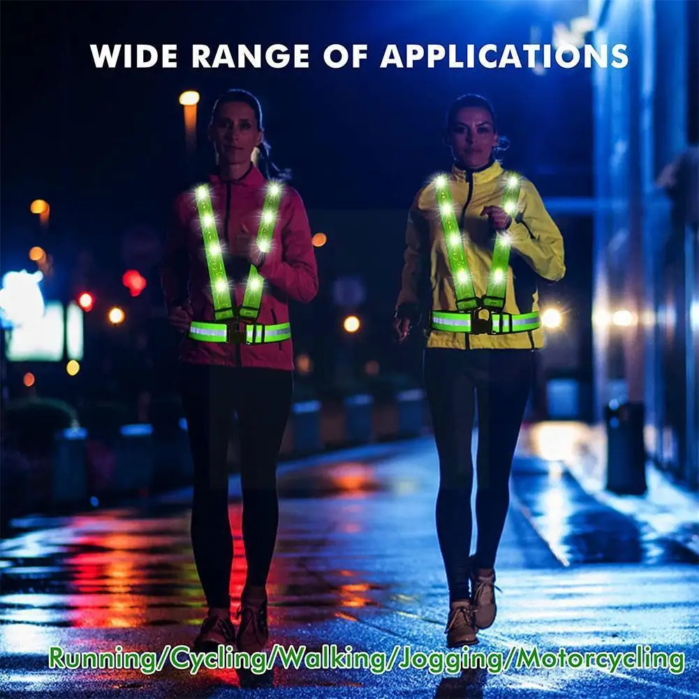 

Reflective Vest Led 360-degree Reflective Material Safety Vest For Night Running Cycling Belt Elastic Highlight Reflective A7z5