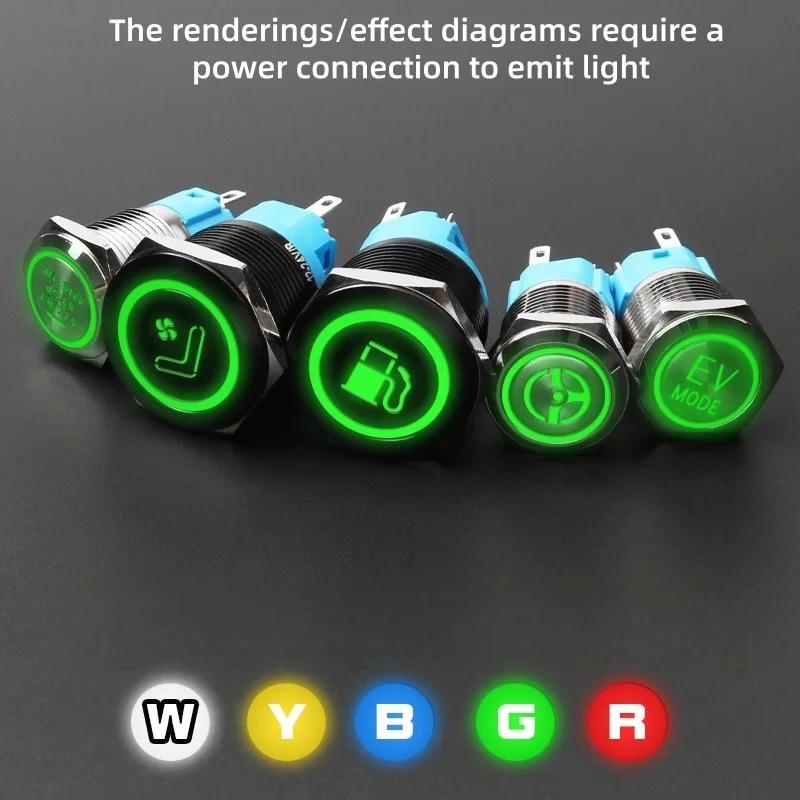 

Металлический переключатель кнопки 16/19/22/25 мм черный/серебристый 6/12/24/230В