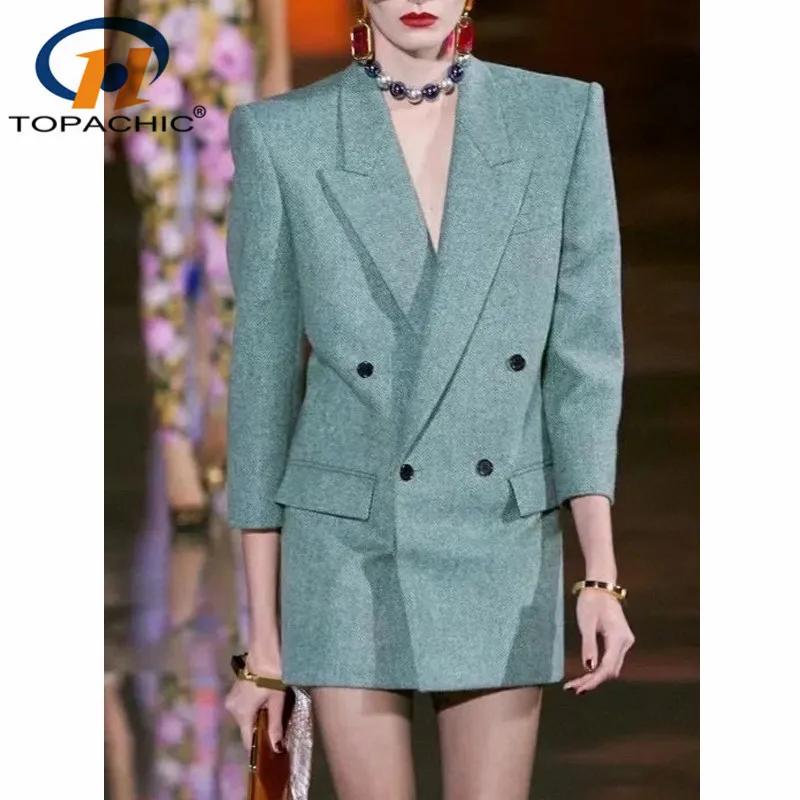 

Женский твидовый двубортный Блейзер средней длины, свободный пиджак в елочку с подкладкой через плечо, лето 10,29