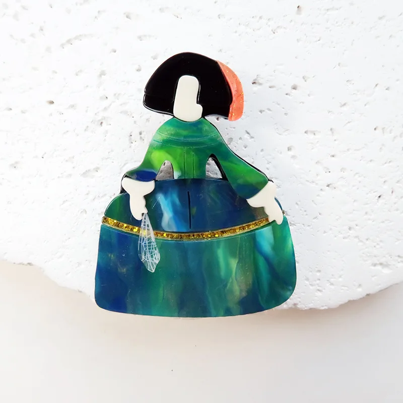 YAOLOGE Personal Korean Style Cartoon Faceless Girl Brooch Acrylic Material Original Splicing Portrait Badge Party Gift Pins (art.: 3920ca55c2941) - 3920ca55c2941