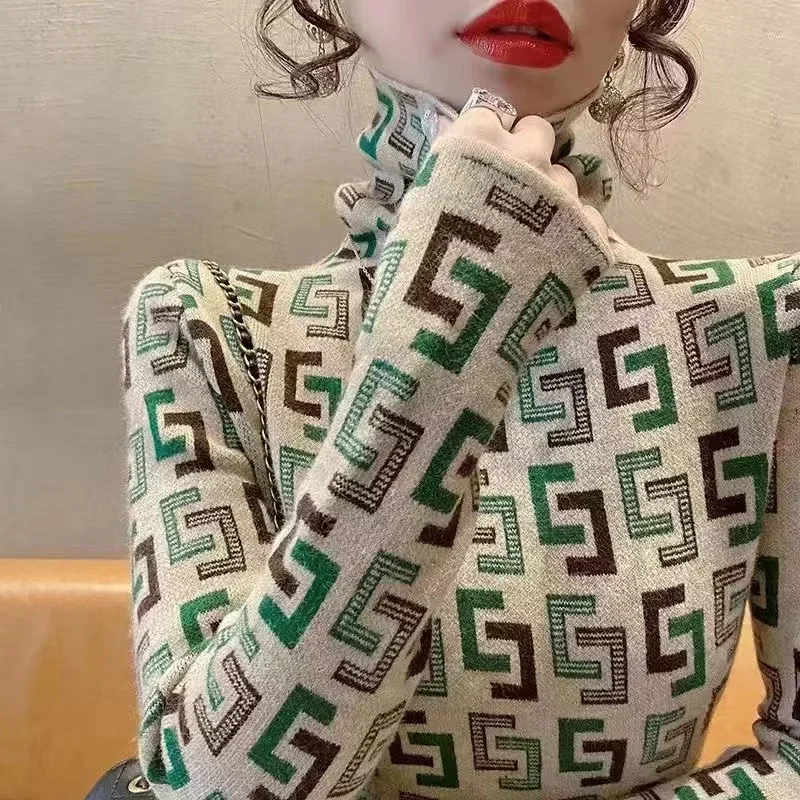 Женская одежда шикарный вязаный жаккардовый свитер Y2k осенние модные эластичные