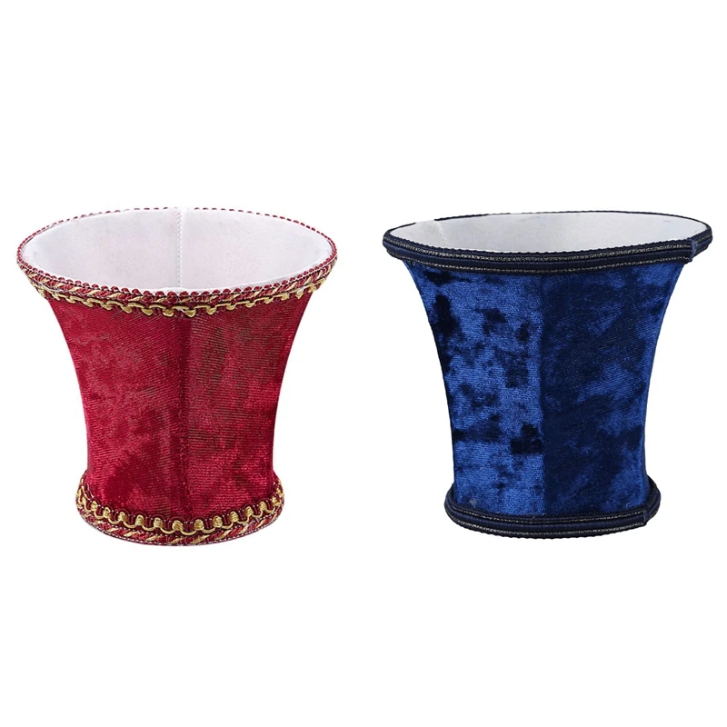 

2 Pcs Fabric Clip On Lamp Shade, E14 Handmade Lampshade For Modern European Style Wall Sconce Lamp, Red & Dark Blue