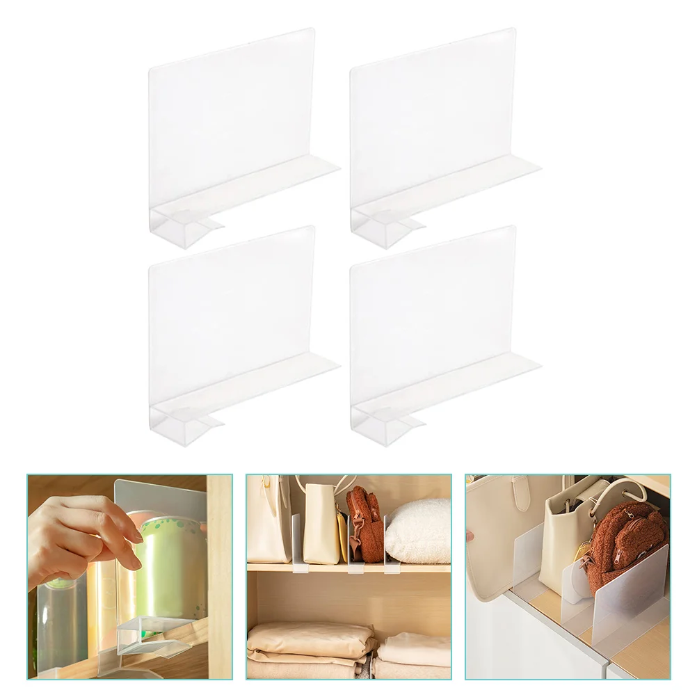 

4 Pcs Partition Plate Desktop Shelf Plastic Dividers Wooden Clothes Organizer Dividers Pp Plastic Shelving Separator