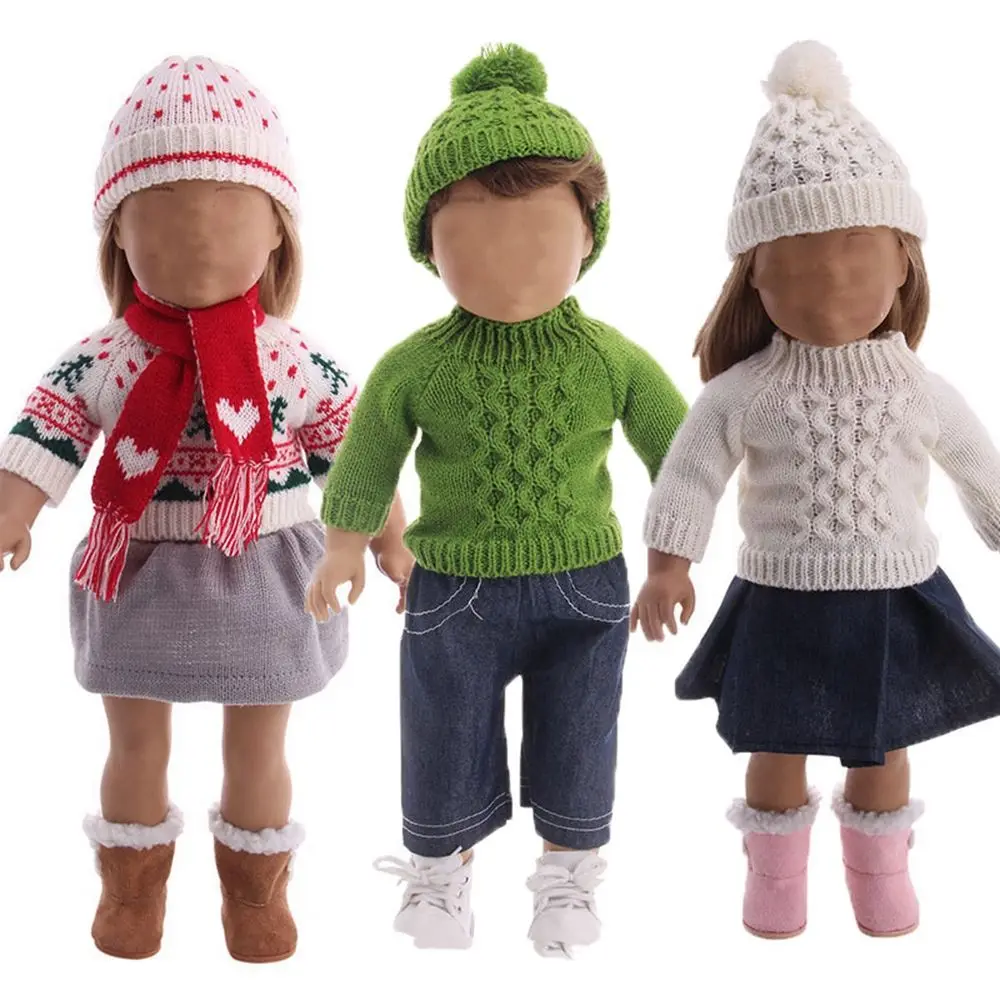 

Styles For 18Inch Doll 43CM New Born DIY Girl's Gift Toy Doll Clothes Gloves Suit Hat Knitted Sweater Skirt Pants Scarf