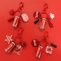 red cola bottle keychain creative cute doll keyring fashion couple bag charm holder ornament key chain car pendant birthday gift