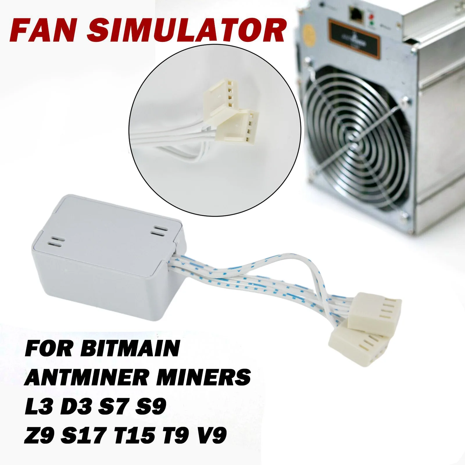 Симулятор вентилятора с двумя разъемами для майнеров Bitmain Antminer L3 D3 S7 S9 Z9 S17 T15 T9 V9
