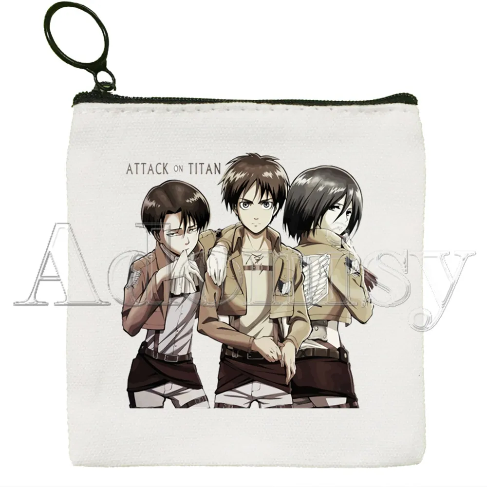 Attack on Titan Design Aesthetic Small Square Bag Coin Purse Storage Small Bag Card Bag Key Bag Coin Clutch Bag Zipper Key Bag
