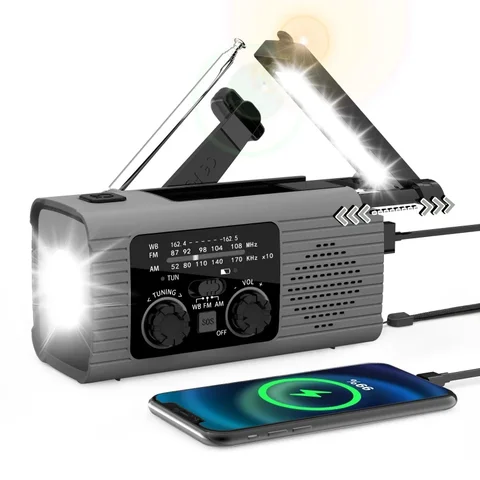 FM-радио на солнечной батарее с ручным приводом и зарядкой
