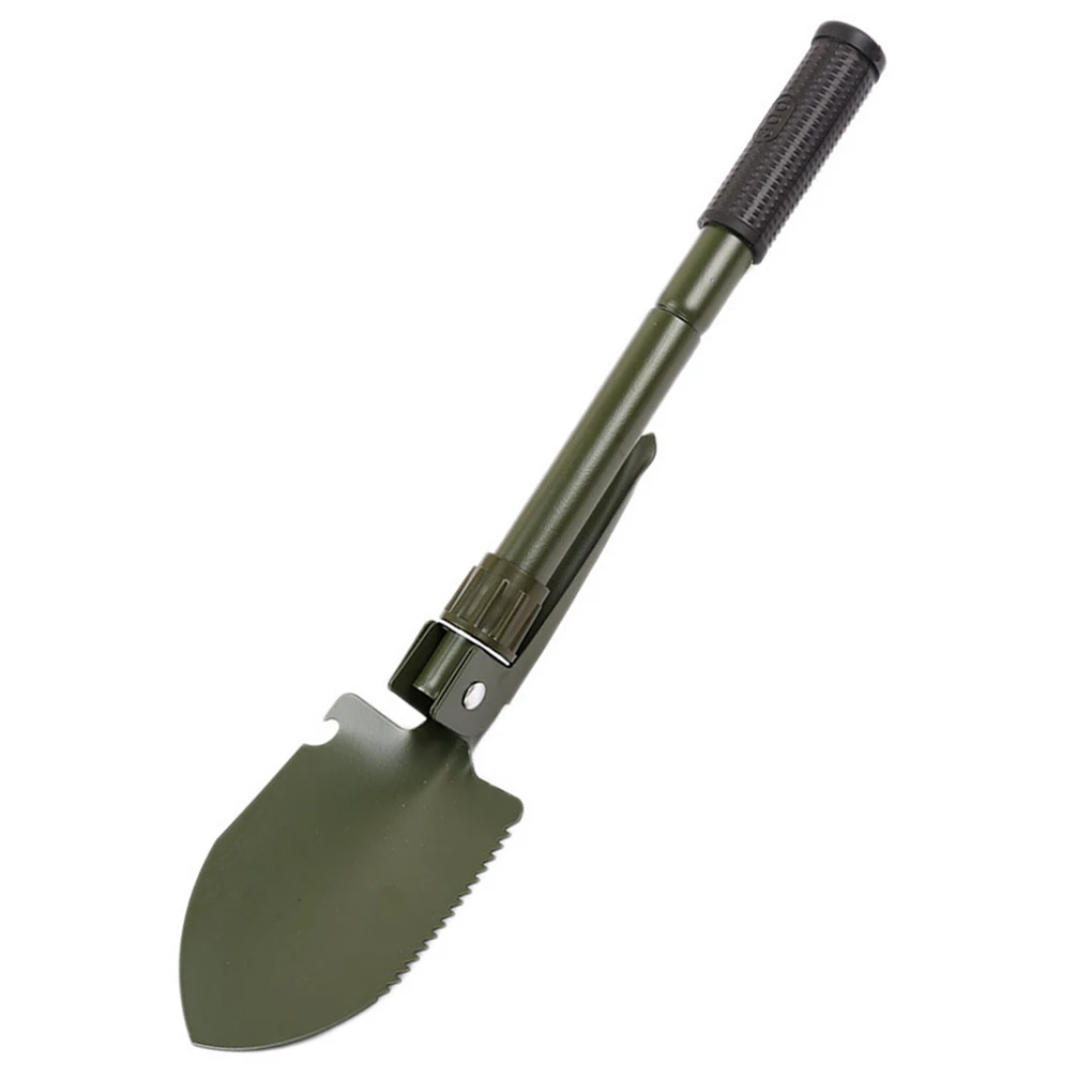 

Outdoor Foldable Shovel Carbon Steel Camping Spade Folding Trowel with Storage Bag Spatula for Emergency Activities Green