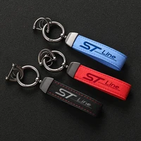 sports high quality leather keychain 4s custom gift key rings with stline letter for ford st line stline logo car keychain