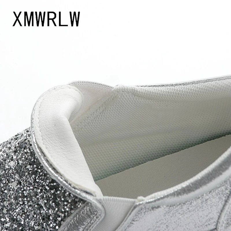 XMWRLW Fashion Sequins Loafers Women Flat Platform Shoes 2022 Spring Autumn Thick Sole Female Wedges Shoes Women Platform Loafer