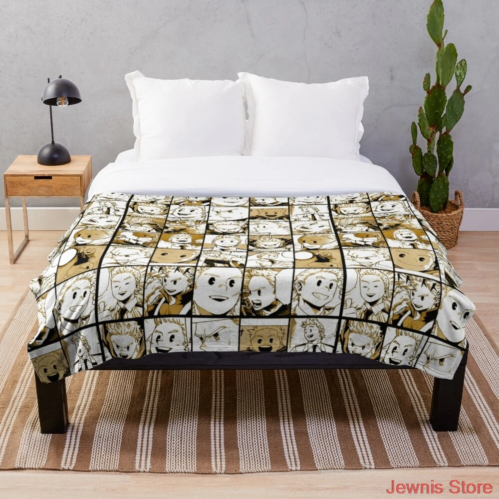 

Mirio Togata Collage color version Throw Blanket flannel Sherpa bedspread bedding sofa picnic fur soft blanket
