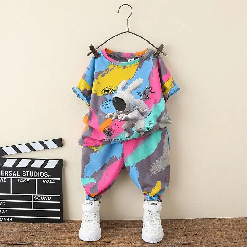 

2023 Babys Boys Girls Casual Sets kid clothing Suit Summer Outing Clothes Top Shorts 2PCS Clothing for Childrens 2 4 6 8 10 year
