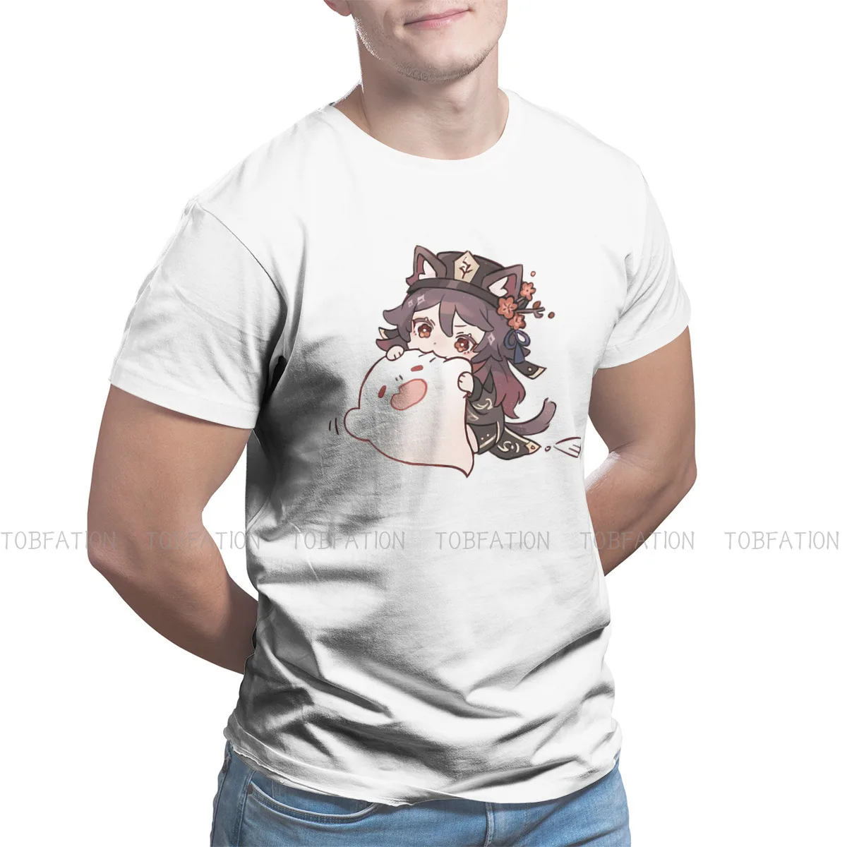 

Футболка Genshin Impact Game Paimon для мужчин Hu Tao, мягкая летняя футболка высокого качества, новый дизайн, пушистая