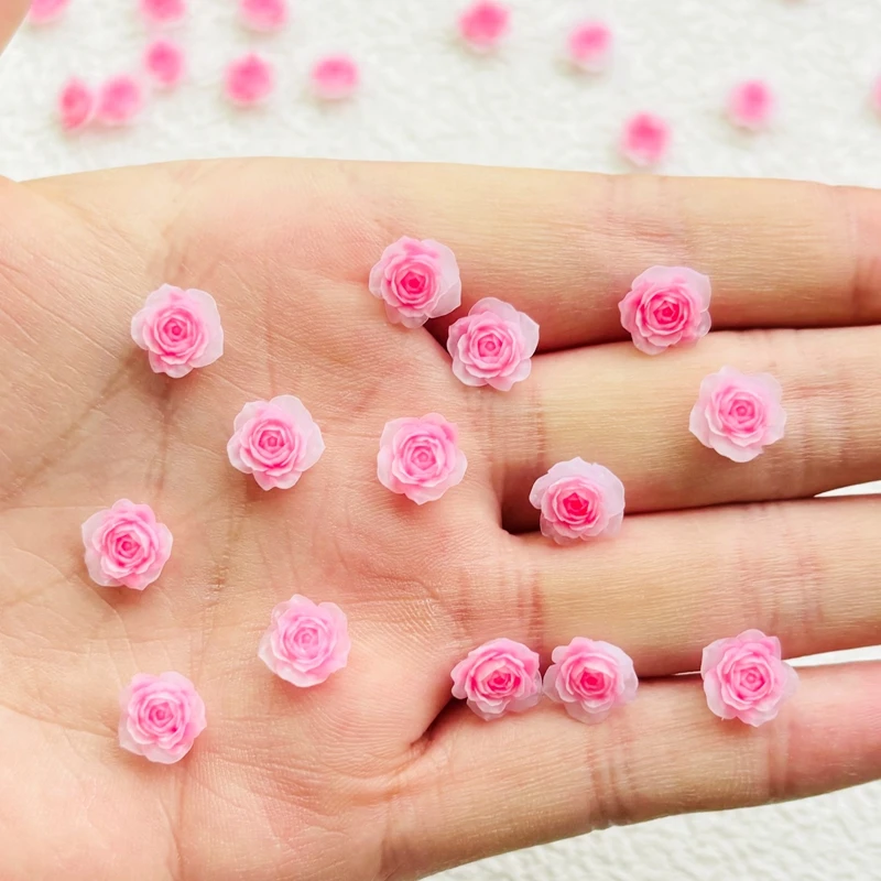 

50 шт. новый кавайный мультфильм розовая роза цветок смола плоская задняя часть мультяшная фигурка для скрапбукинга DIY бант Декор аксессуары ремесла A43