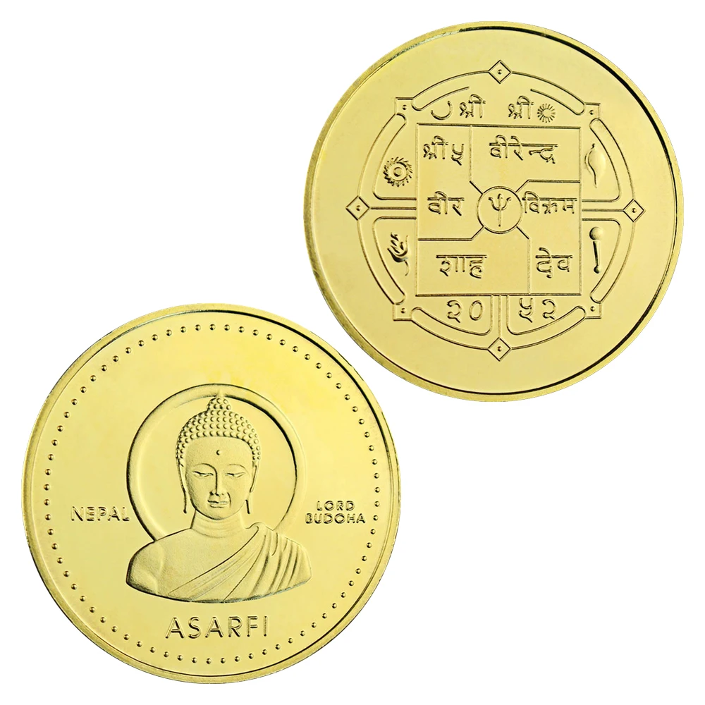 

Asian Nepal Buddhism Collectible Gold Plated Souvenir Lord Budoha 30mm Commemorative Coin Collection Gift