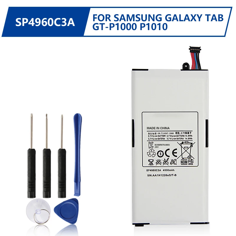 

Replacement Tablet Battery SP4960C3A For Samsung GALAXY Tab P1000 GT-P1000 P1010 SP4960C3A 4000mAh