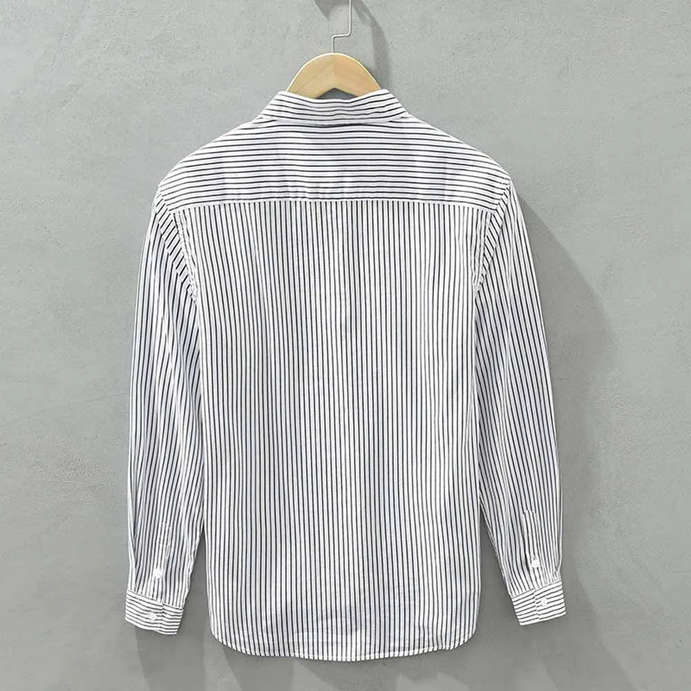 Shirts Men Loose Stripe Simple Fashion Popular Tops Casual All-match Spring New Retro Shirts Blouse