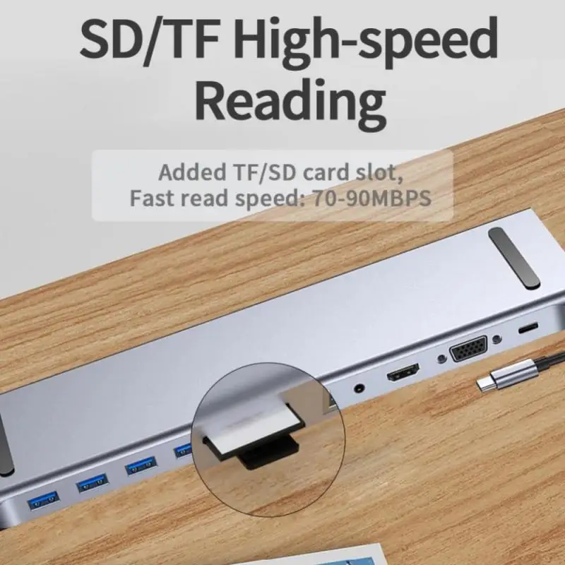 

11 In 1 Multiport Adapter USB-C Docking Station HUB USB 3.0 4K RJ45 SD/TF VGA PD For MacBook IPad Laptop Accessories