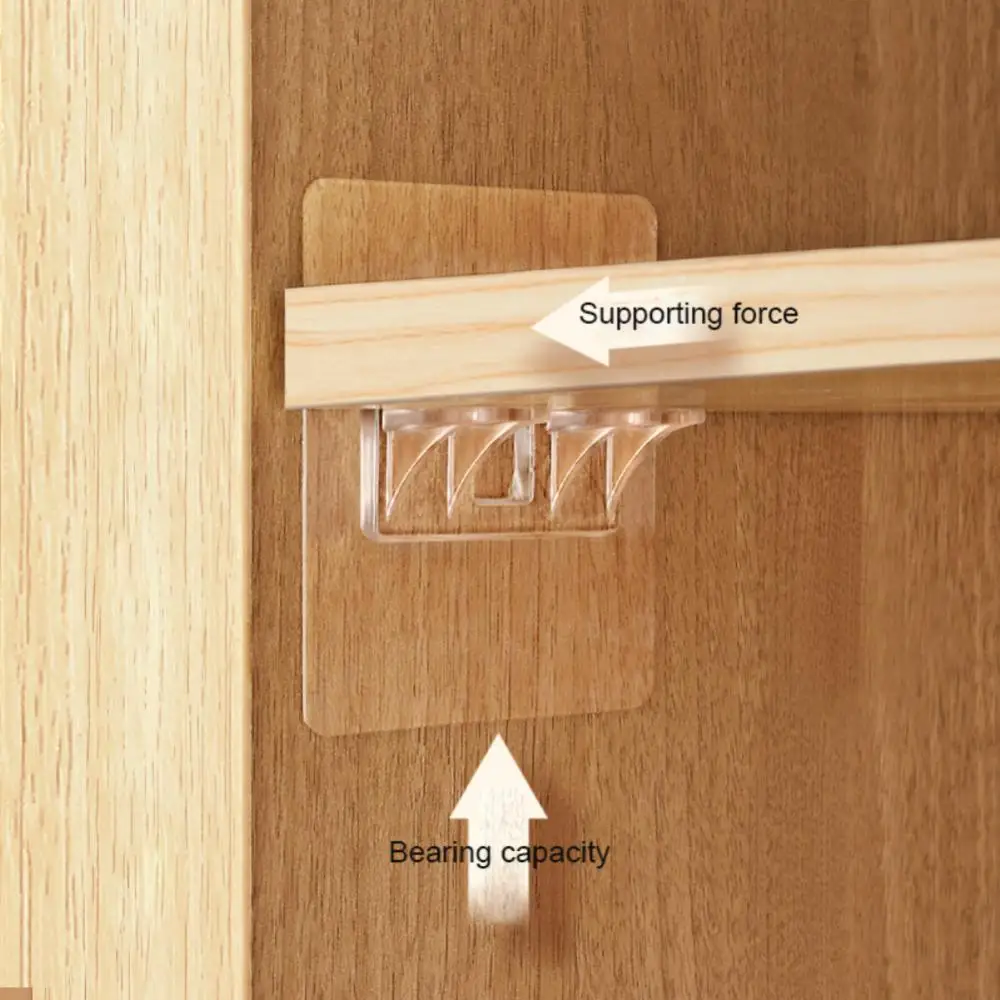 

10pcs Adhesive Shelf Support Traceless Layer Holder Adhesive Pegs Closet Cabinet Partition Board Support Clips Wall Hangers