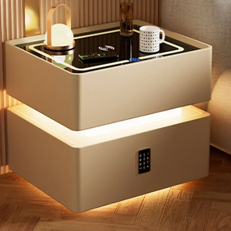 

Trendy China Nightstand Bedroom Unique Smart Storage Filing Makeup Bedside Table Space Saving Mesitas De Noche Hotel Furniture