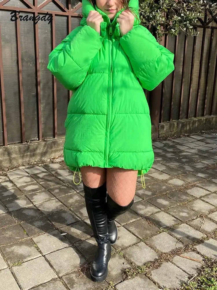 Women's Winter Jacket Green Parkas Hooded Quilted Coat Woman With Hoodies Thick Warm Women Mujer | Женская одежда