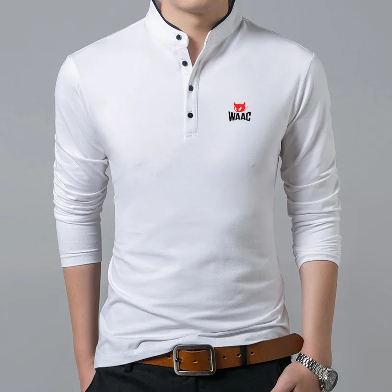 New Men's Golf Long Sleeve T-shirt Classic Solid Youth Fashion Business Casual Men's POLO Shirt