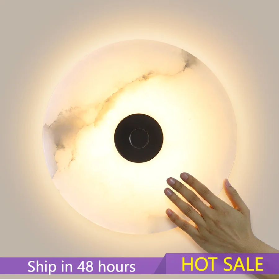 

Круглый светодиодный настенный светильник, подсветсветильник, Мраморная лампа для прикроватного тумбочки, коридора, декоративное бра, 85-265 ...