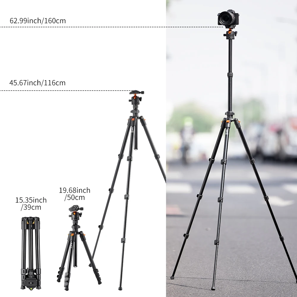 Штатив для фотоаппарата K & F CONCEPT 160 см из алюминиевого сплава с сумкой переноски