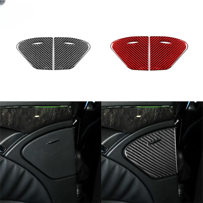 

For Benz E-Class W211 2003 2004 2005 2006 2007 2008 2009 Car Rear Door Ashtray Cover Trim Carbon Fiber Sticker Accessories