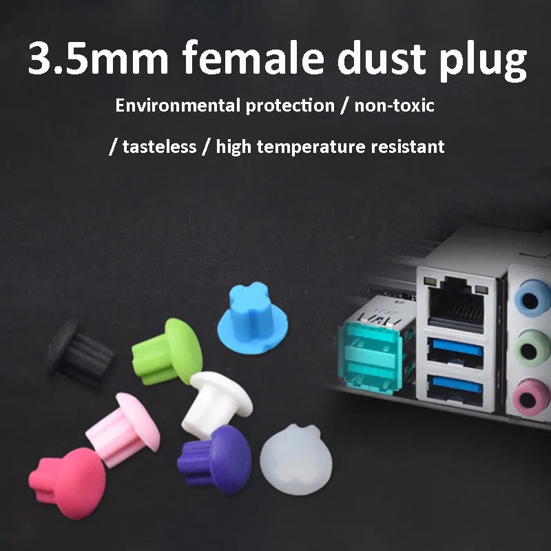 

10Pcs 3.5mm Audio Interface Hole Dust Plug Earphone Protect Silicone Cover Dustproof Colorful