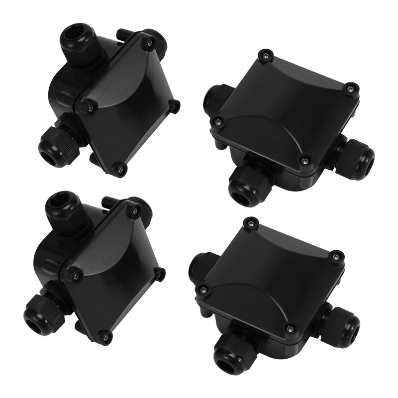 

4Pcs Junction Boxes IP68 3-Way Cable Connectors Ø 5.5mm-10.5mm External Outdoor Electrical Cable Junction Box