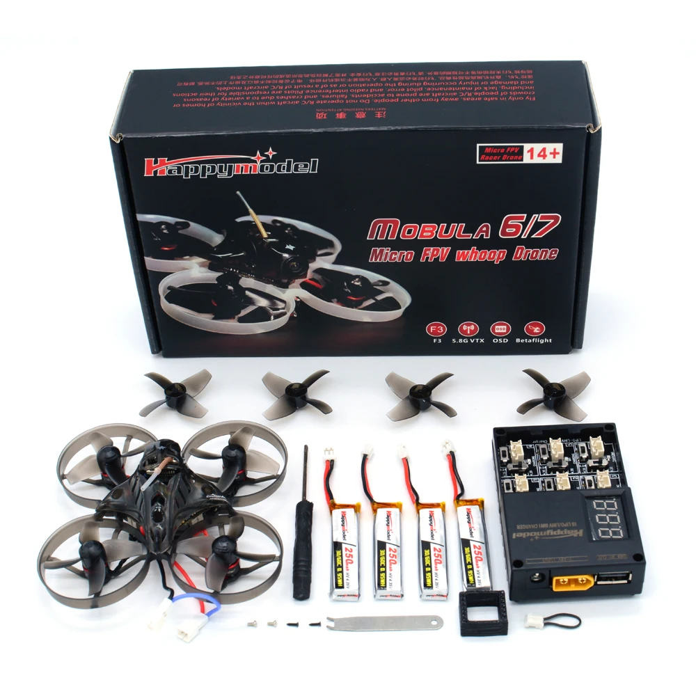 HappyModel Mobula7 V2 Crazybee F4 Pro OSD 5 8G 25mW 700TVL SE0802 16000KV 2S бесщеточный 75 мм FPV Tinywhoop Дрон BNF |