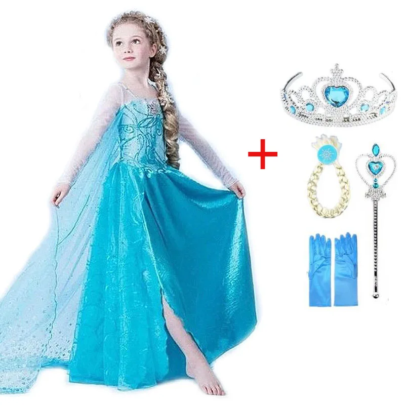 

2022 Frozen Elsa Dress Girls Snow Queen Princess Cosplay Costume Dresses For Kids Christmas Birthday Fancy Party Vestidos Menina