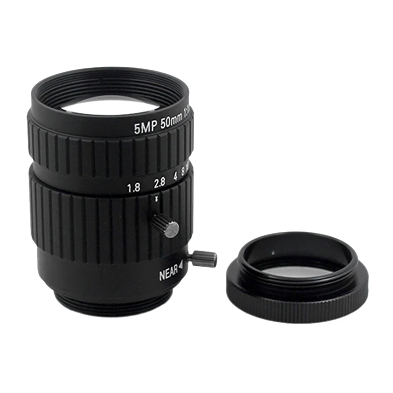 

50Mm Camera Lens 5MP F1.8 C Mount Manual Iris Industrial HD Camera Lens For Photographic Equipment With Protection Cover