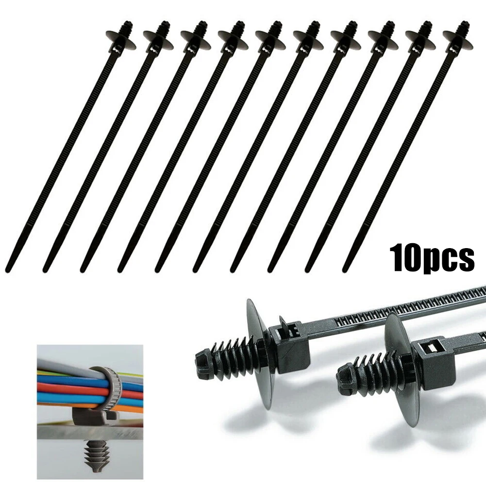 

10pcs/Set Black Car Bundled Wire Bands Fir Tree Push In Releasable Wiring Loom Cable Zip Tie Wrap Car Boat Traile