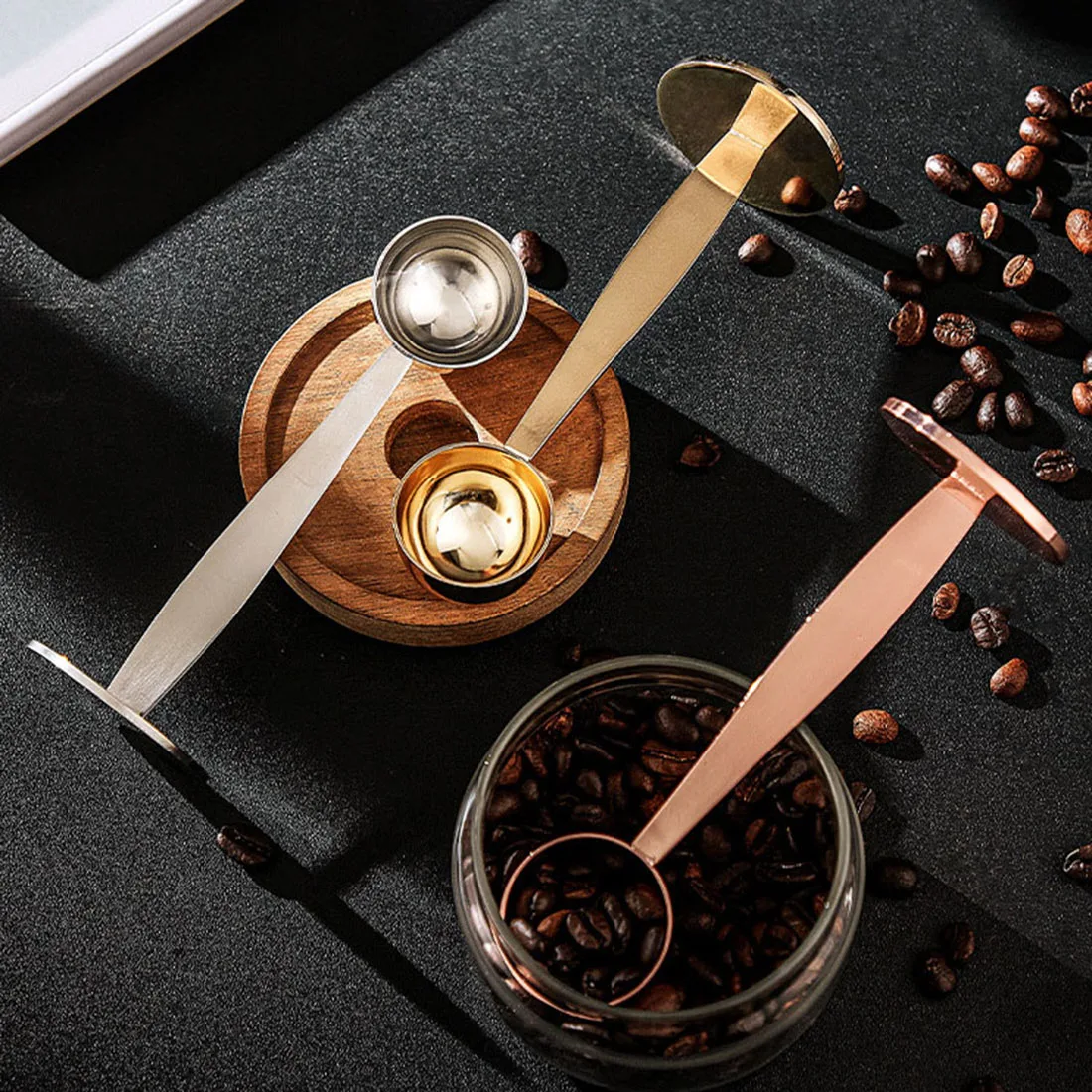 

2 In 1 For 304 Stainless Steel Coffee Tamper Espresso Coffee Tamper With Measuring Spoon Coffee Powder Press Barista Tamper Tool