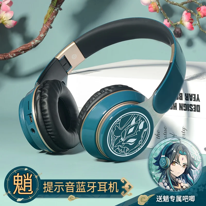 Наушники Genshin Impact Xiao Cosplay Prop Беспроводная Bluetooth-гарнитура 2 в 1 Игровые наушники с