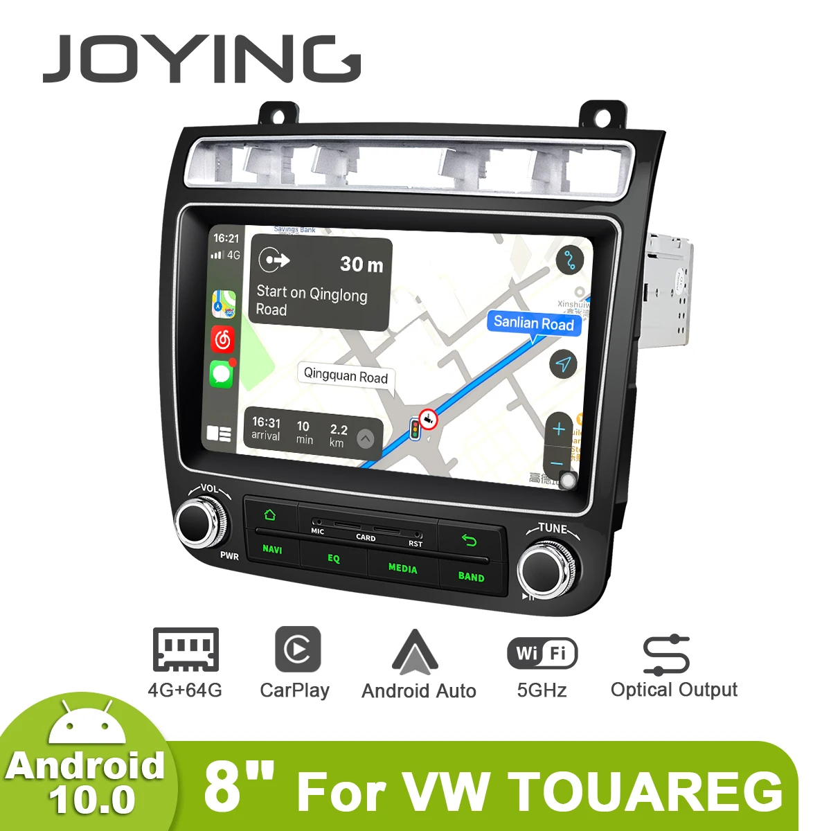 

JOYING 8 Inch Car Monitors 1024*600 Android 10.0 Autoradio GPS Naviagtion Carplay And Steering Wheel For Volkswagen VW Touareg