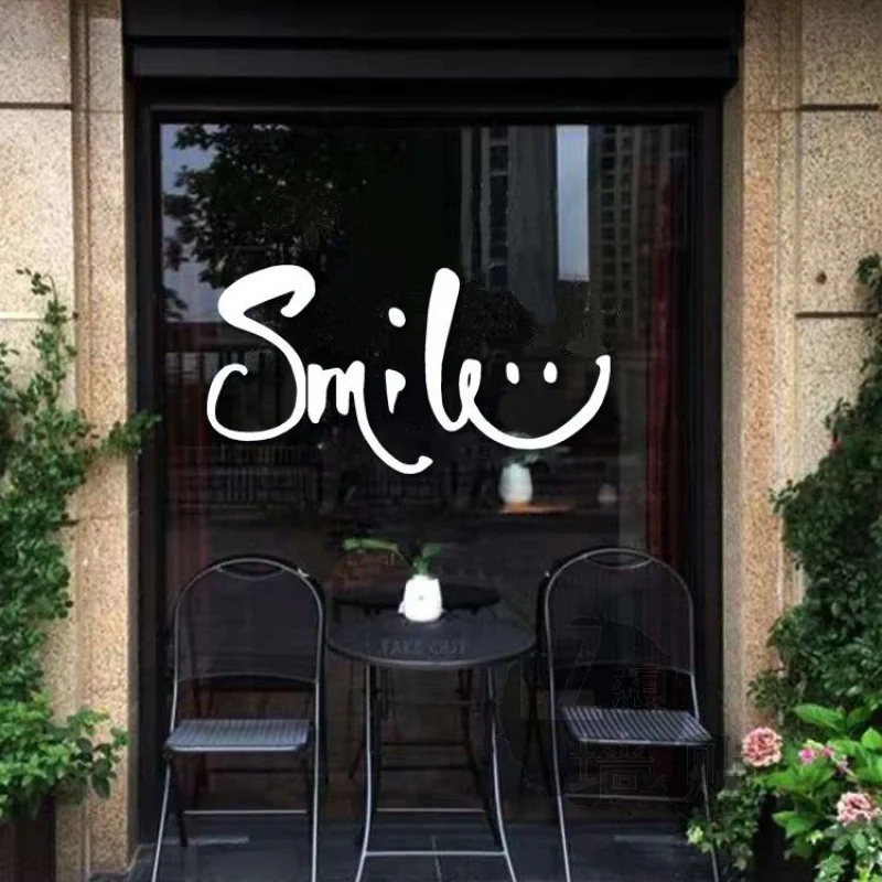 

SmileSmiling FaceinsAnti-столкновенная стеклянная наклейка для молочного чая, магазина, кофейни, двери, витрины, украшение окна, наклейки для магазина