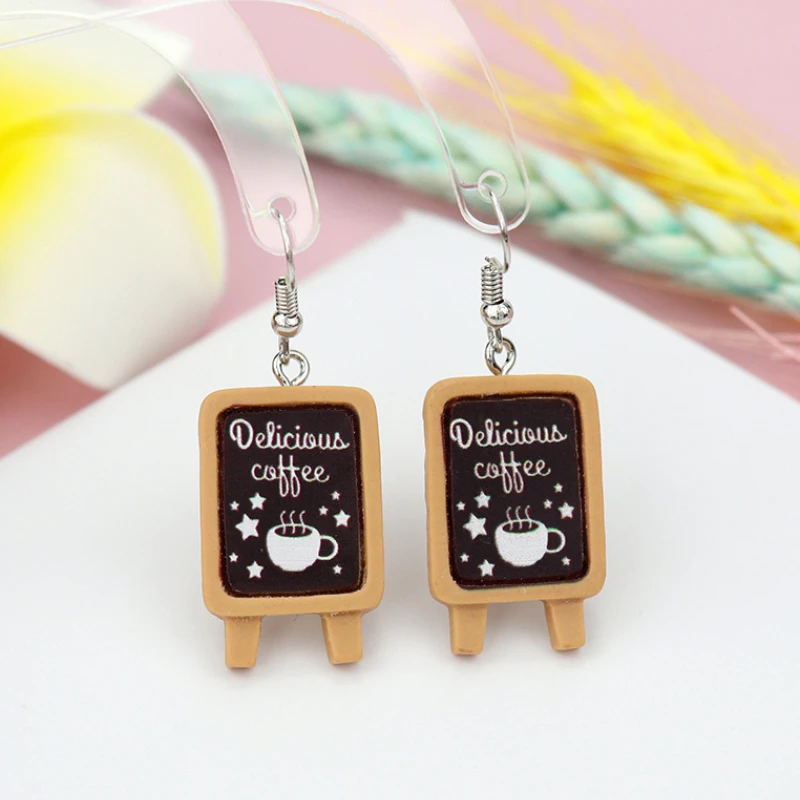 

Creative Coffee Earrings Kawaii Cute Earrings Unique Student Fashion Funny Novel Girl Women Jewelry Accessories Pendant Gift