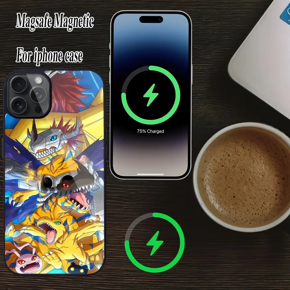 Чехол для телефона с аниме Digimon Adventure iPhone Magesafe Magnetic 15 Pro11 Mini 12 13 14 Max Plus Shell