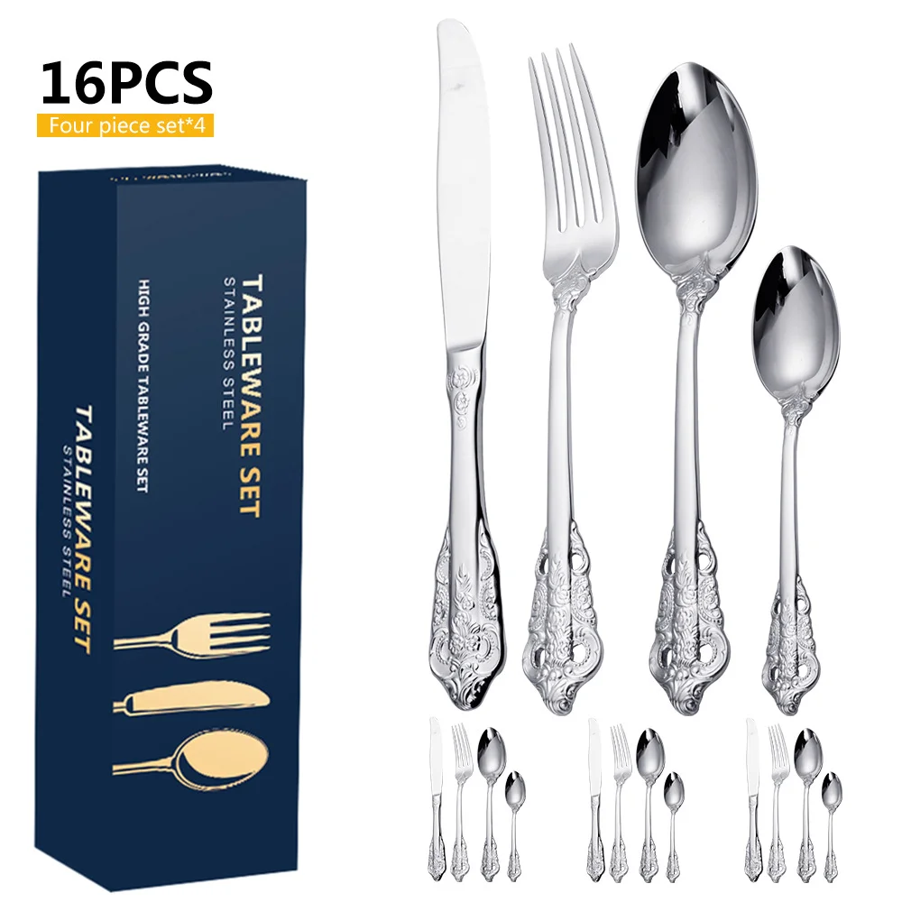 

Набор посуды из нержавеющей стали в стиле ретро, 16 шт./набор