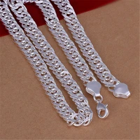 fine 925 stamped silver mens 10mm chain necklace women solid chain wedding noble fashion jewelry charms gifts