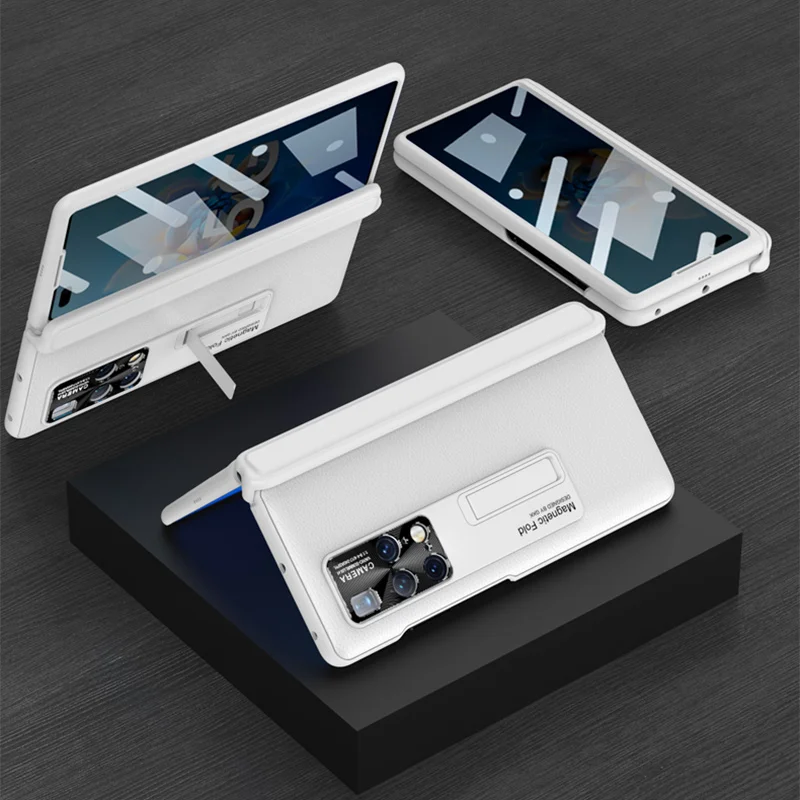 Plain Leather Magnetic Hinge Cover Anti-Peep For Huawei Mate X2 Case Fold Stand protective film shockproof funda for hw mate x2
