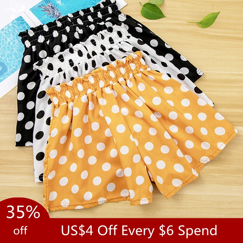 

2022 Summer New Children Clothing Kids Cotton Shorts Elastic Waist Shorts For Girls Fashion Polks Dots Pants Toddler Panties 8Y