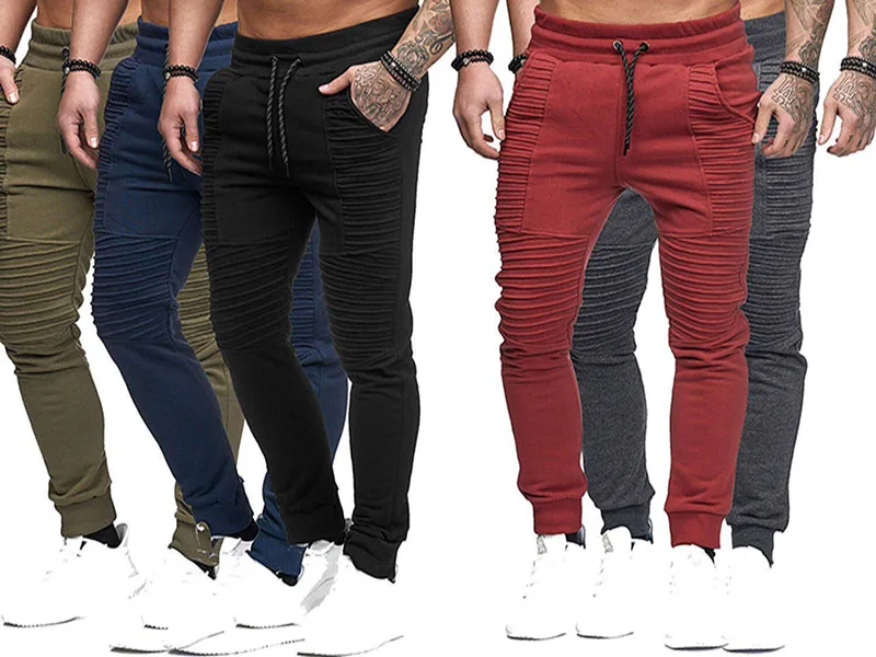 

2023 springr new solid color slim men's sports trousers men's hip-hop striped fitness pants men's casual pants M-4XL
